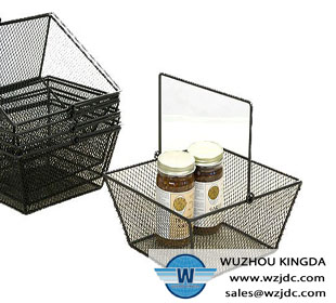 Black metal mesh basket