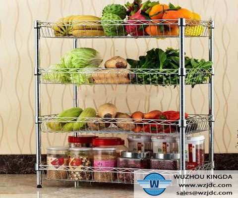 Wire mesh rack in kitchen