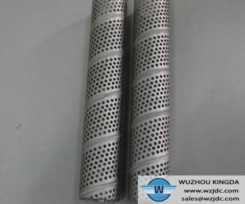 Perforated metal tube for oil